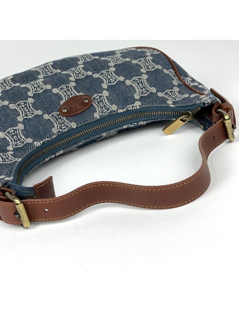 Celine Paris Macadam Shoulder Bag Denim Blue Brown - Picture 7 of 8